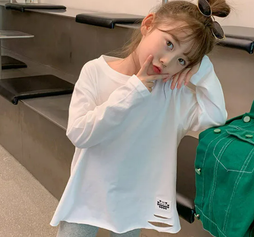 KYII baby Korean children fashion long-sleeved Round-neck girls Casual Top kyii0091