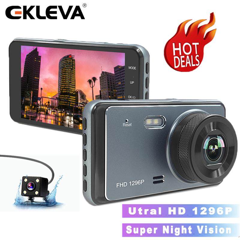 EKLEVA Dash Cam Car DVR 4 inch IPS Screen Dash cam Ultra HD 1296P Mstar Dual Car Camera Camcorder Dvrs Night Vision video Autoregister Recorder